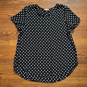Pleione Black and White Square Short Sleeve Top
